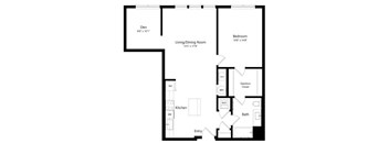 A black and white image of a floor plan for a home.