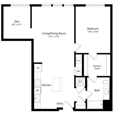 A black and white image of a floor plan for a home.