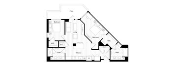 A black and white floor plan of a house with labeled rooms.