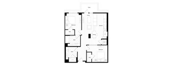 A black and white image of a floor plan for a house.