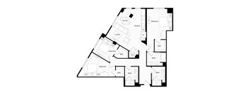 A black and white image of a house floor plan.