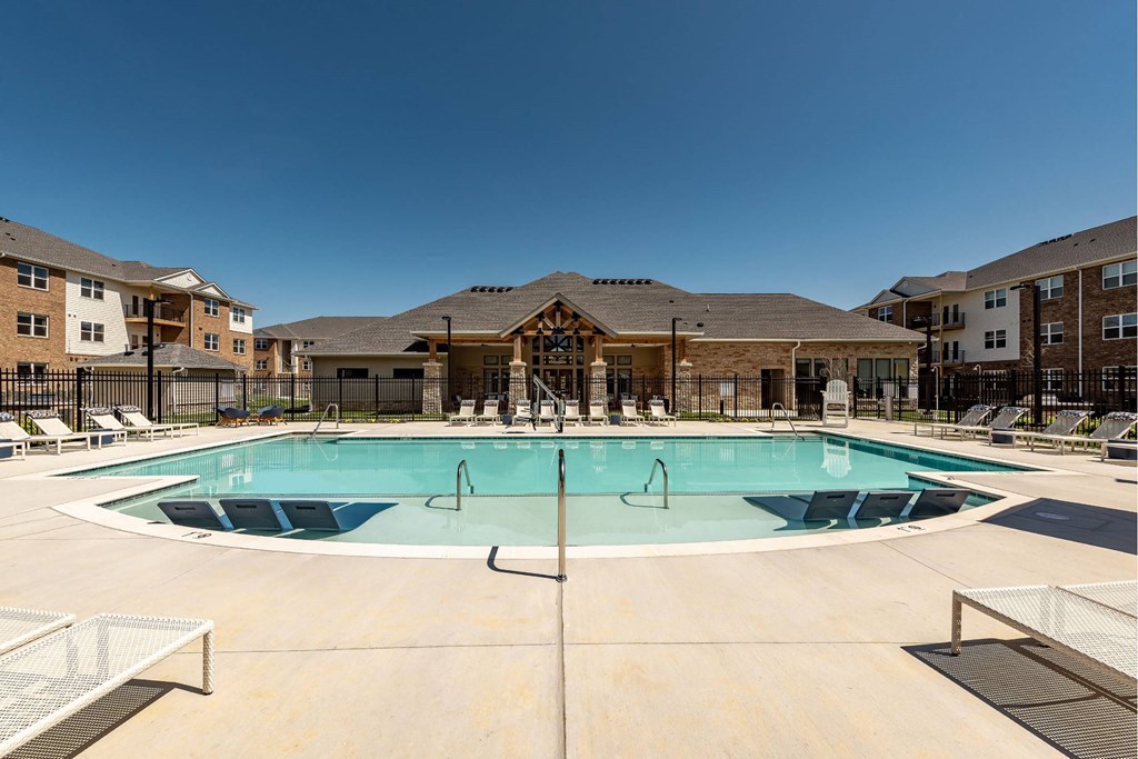Resort-style pool with lounge chairs at Brandywine Green, Maryland