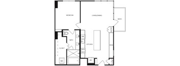 A black and white image of a house floor plan with labeled rooms.