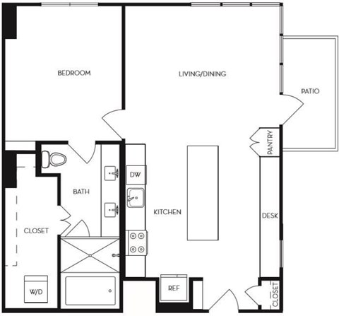A black and white image of a house floor plan with labeled rooms.