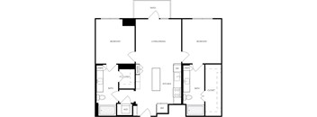 A black and white floor plan of a house with labeled rooms.