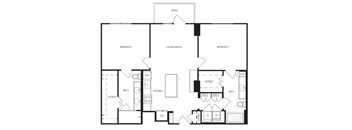 A black and white floor plan of a house with labeled rooms.