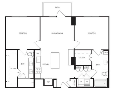 A black and white floor plan of a house with labeled rooms.