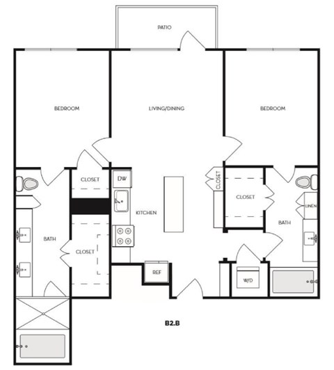 A black and white floor plan of a house with labeled rooms.