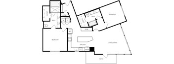 A black and white floor plan of a house with labeled rooms.