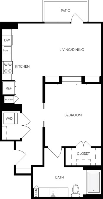 A black and white image of a floor plan for a home.
