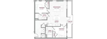 A floor plan of a house with labeled rooms such as entertainment, cuisine, and relaxation.