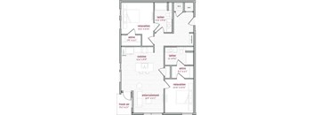 A floor plan of a house with labeled rooms and their dimensions.