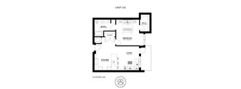 A black and white floor plan of a unit labeled A3.