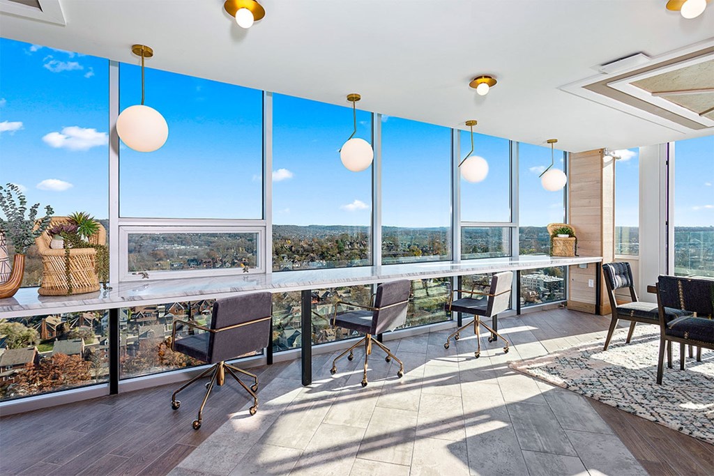 A sunny day outside with a view of the landscape.