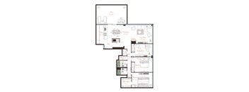 A floor plan of a house with labeled rooms and dimensions.