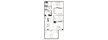 A floor plan of a house with labeled rooms and furniture.