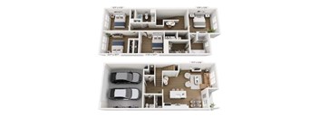 A floor plan of a two-story house with dimensions and room layout.