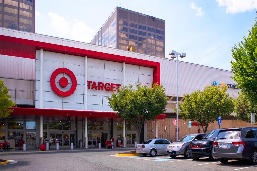 A Target store with cars parked in front.