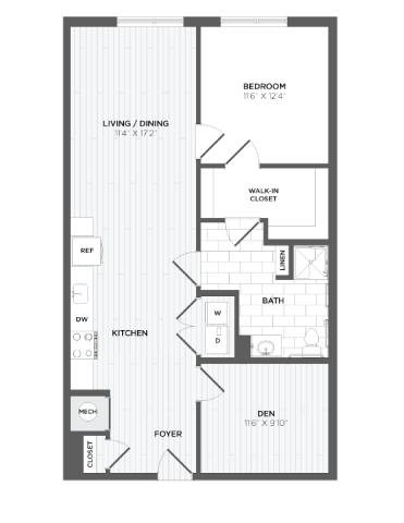 A black and white image of a floor plan for a home.