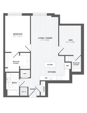 A black and white image of a floor plan for a home.