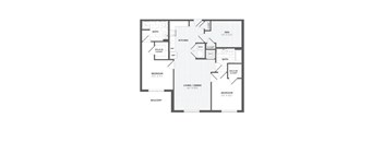 A black and white image of a floor plan for a house.