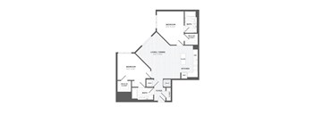 A black and white image of a house floor plan.
