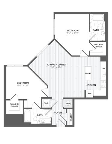 A black and white image of a house floor plan.