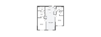 A black and white image of a floor plan for a house.