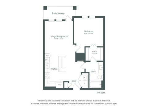 A1 Floor Plan at Corban Freedom Apartments, Orlando Florida