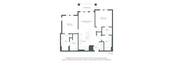 B2 Floor Plan at Corban Freedom Apartments, Florida, 32837, featuring two bedrooms and labeled dimensions.