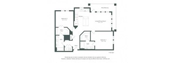 B3 Floor Plan at Corban Freedom Apartments, Florida, featuring two bedrooms and labeled dimensions.