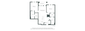 B4 Floor Plan at Corban Freedom Apartments, Orlando, FL 32837, featuring two bedrooms and labeled dimensions.