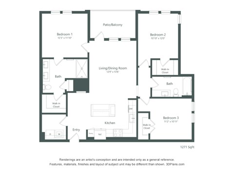 C1 Floor Plan at Corban Freedom Apartments, Orlando Florida