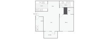 A floor plan of a house with a lounge, living room, dining room, kitchen, and bedrooms.