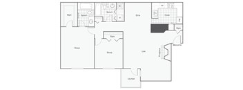A floor plan of a house with labeled rooms such as kitchen, dining room, and sleep.