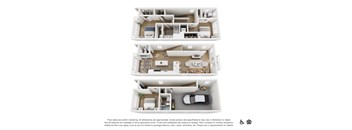 A set of three floor plans for a residential property.