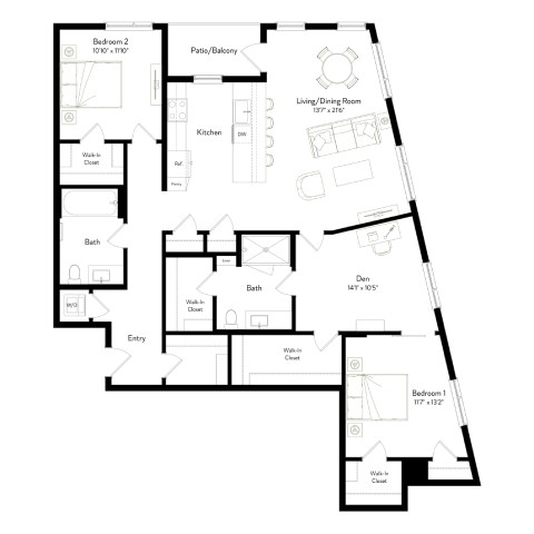 A black and white image of a house floor plan.