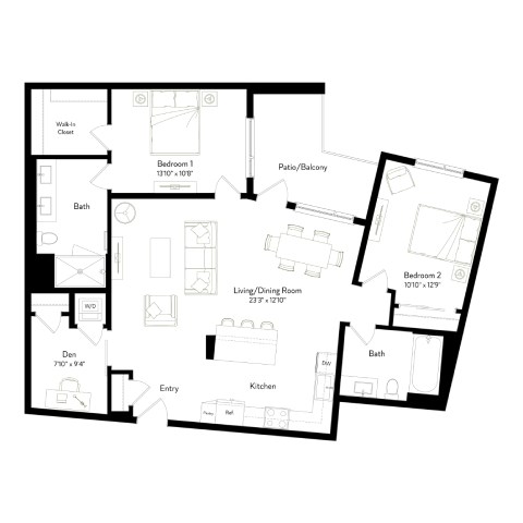A black and white image of a house floor plan.