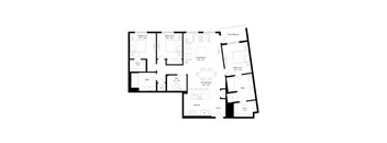 A black and white image of a house floor plan.