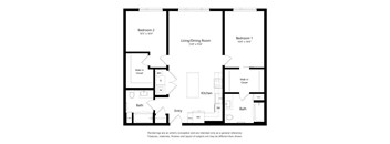 A black and white floor plan of a two bedroom apartment.