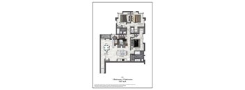 A floor plan for a home with three bedrooms and two bathrooms.