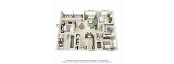 A 3D floor plan of a house with labeled dimensions.