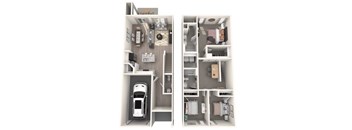 A diagram shows a small apartment with a car parked in the garage.