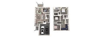 Two images of apartment layouts, one with a balcony and one without.