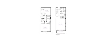 A floor plan of a two-level home with labeled rooms.