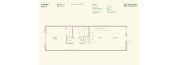 A floor plan of a garden flat at the Pines Garden at City Center.