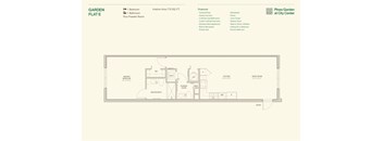 A floor plan of a garden flat at Pines Garden at City Center.