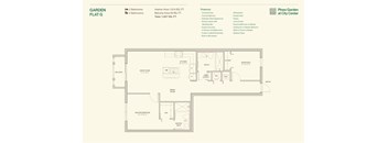 A floor plan for a garden flat at the Pines Garden at City Center.