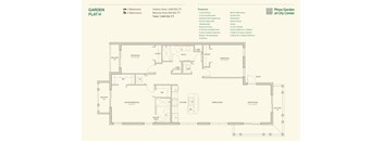 A floor plan of a garden flat with details of rooms and features.