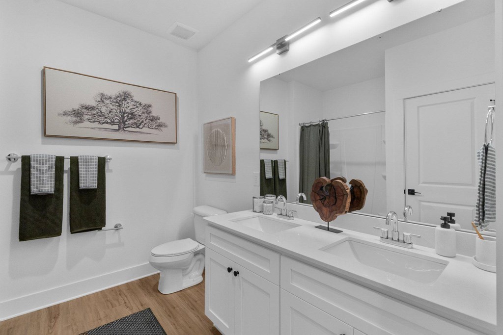 Bathroom with white cabinets